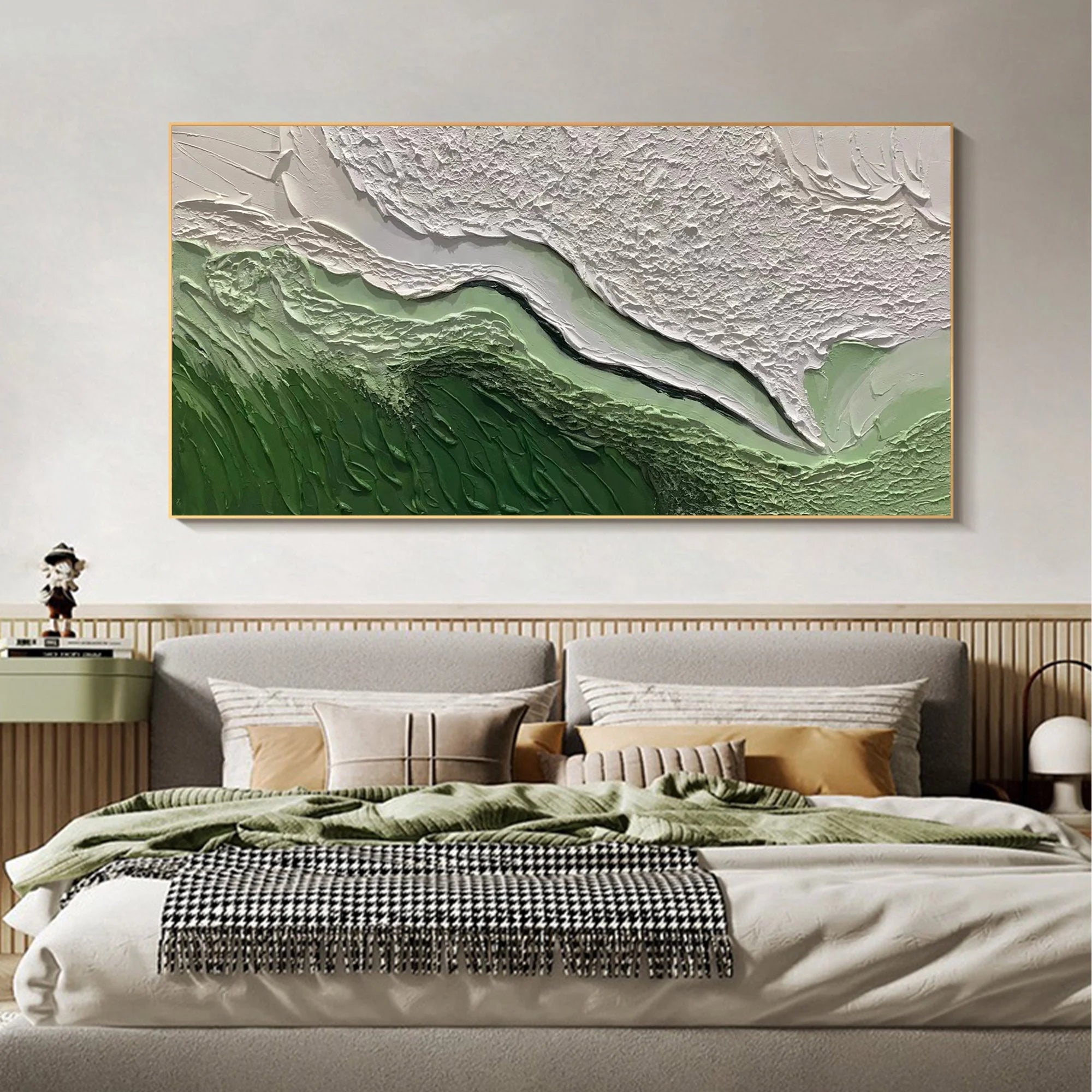 Multicolor Abstract Green And Textured Wall Art - Modern Horizontal Canvas - Artwallpainting