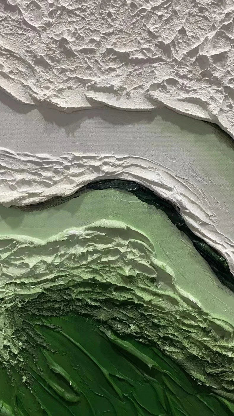 Multicolor Abstract Green And Textured Wall Art - Modern Horizontal Canvas - Artwallpainting