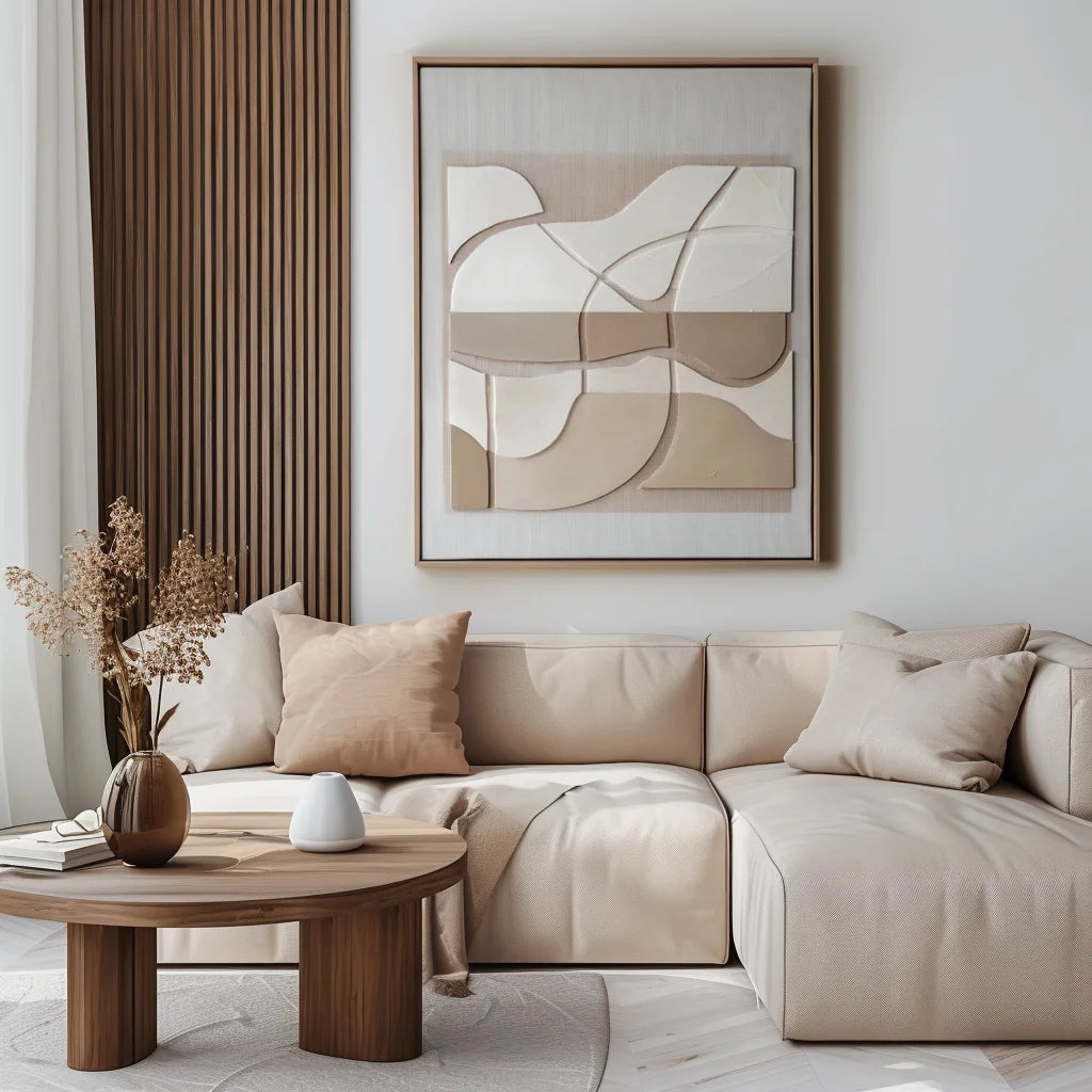 Multicolor Abstract Harmony-Indoor Decoration Earth Color Abstract Soft Arc Block Wall Art - Artwallpainting