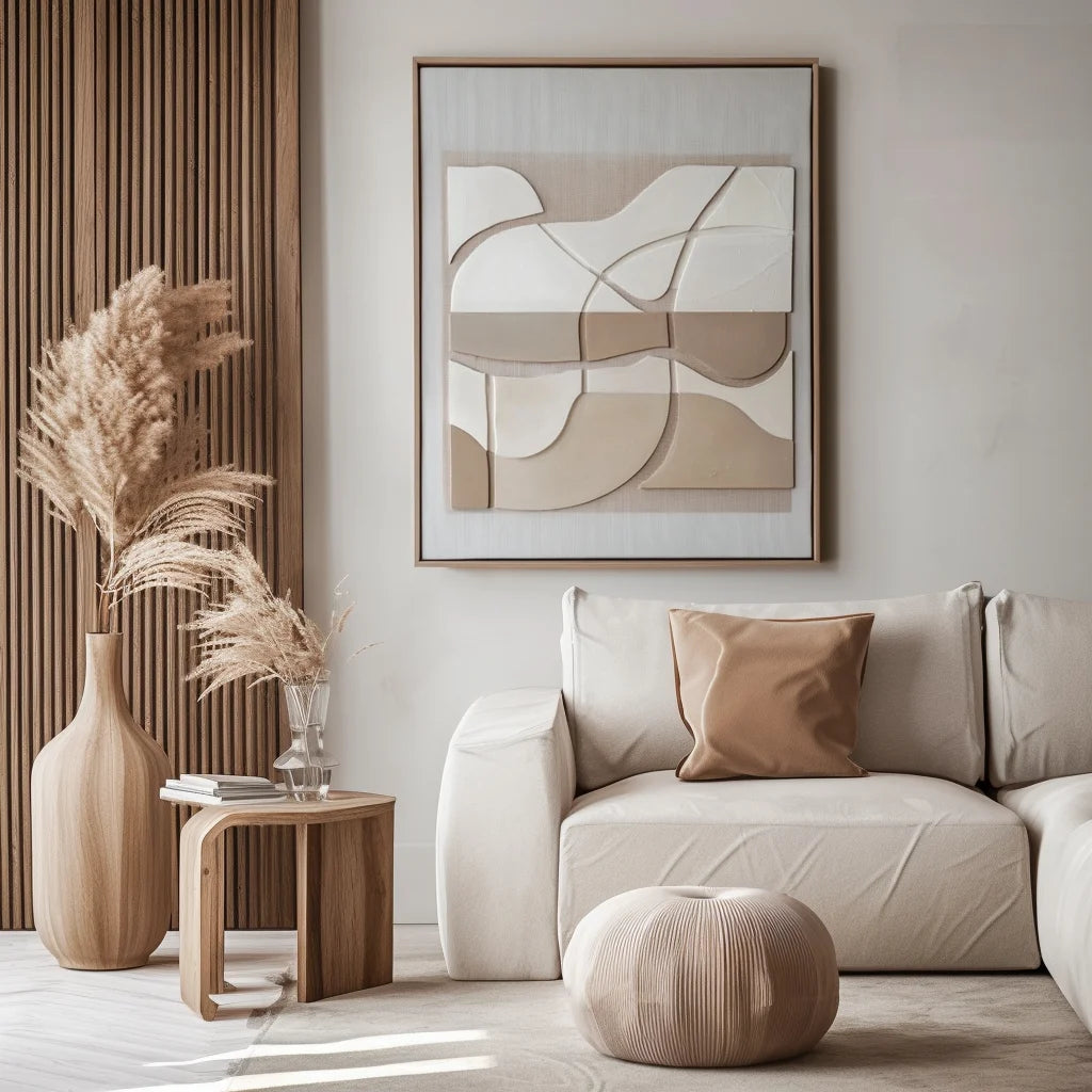 Multicolor Abstract Harmony-Indoor Decoration Earth Color Abstract Soft Arc Block Wall Art - Artwallpainting