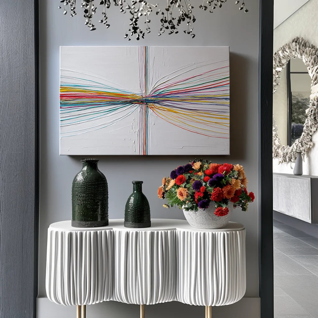 Multicolor Abstract Line Painting - Convergence Lines - Artwallpainting