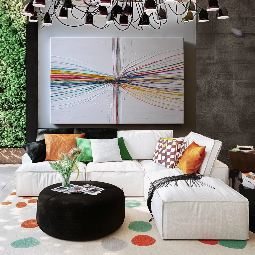Multicolor Abstract Line Painting - Convergence Lines - Artwallpainting