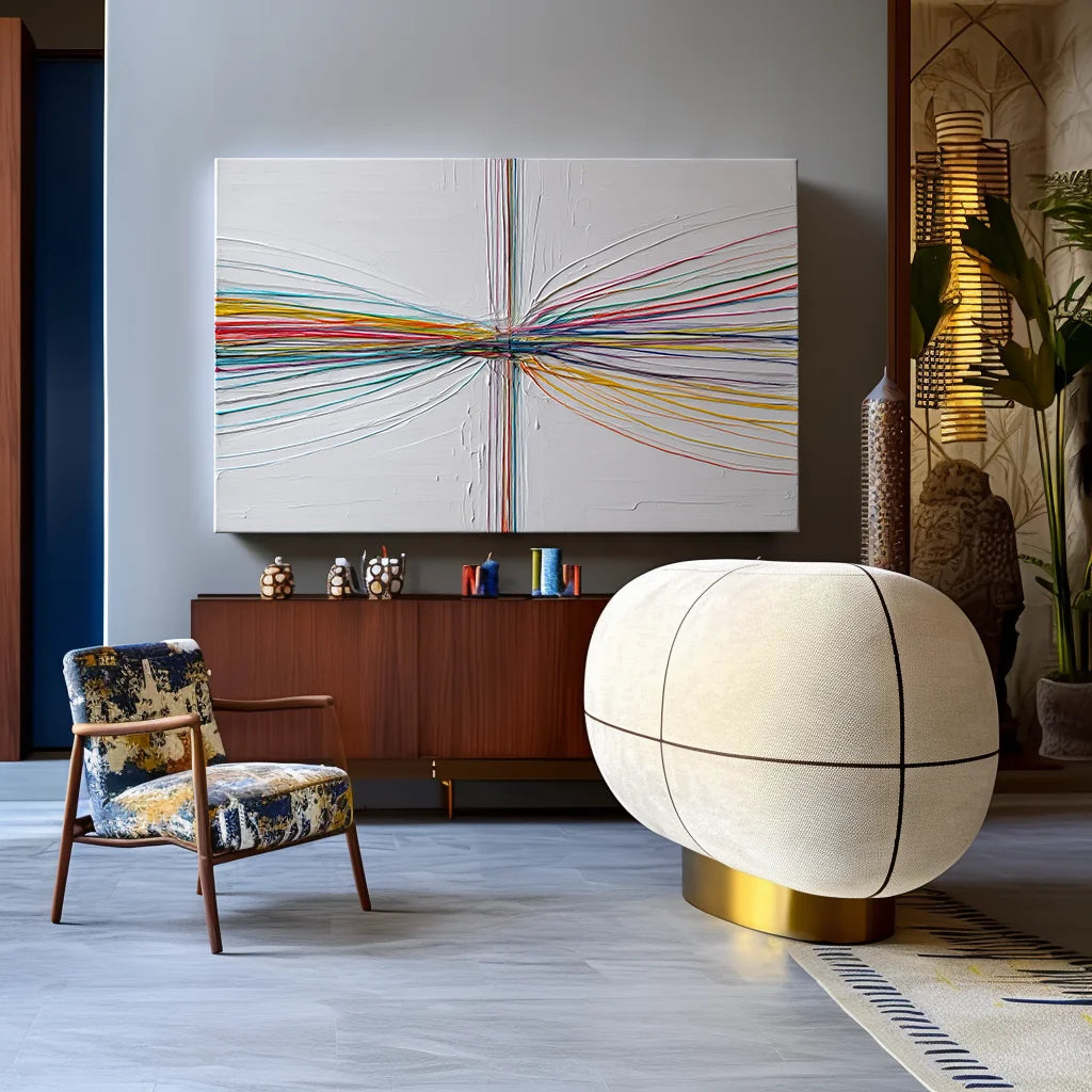Multicolor Abstract Line Painting - Convergence Lines - Artwallpainting