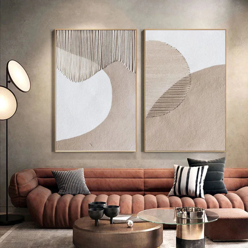 Multicolor Abstract Minimalist Dual Canvas Set With Textured Design Set Of 2 - Artwallpainting