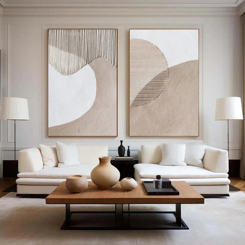 Multicolor Abstract Minimalist Dual Canvas Set With Textured Design Set Of 2 - Artwallpainting