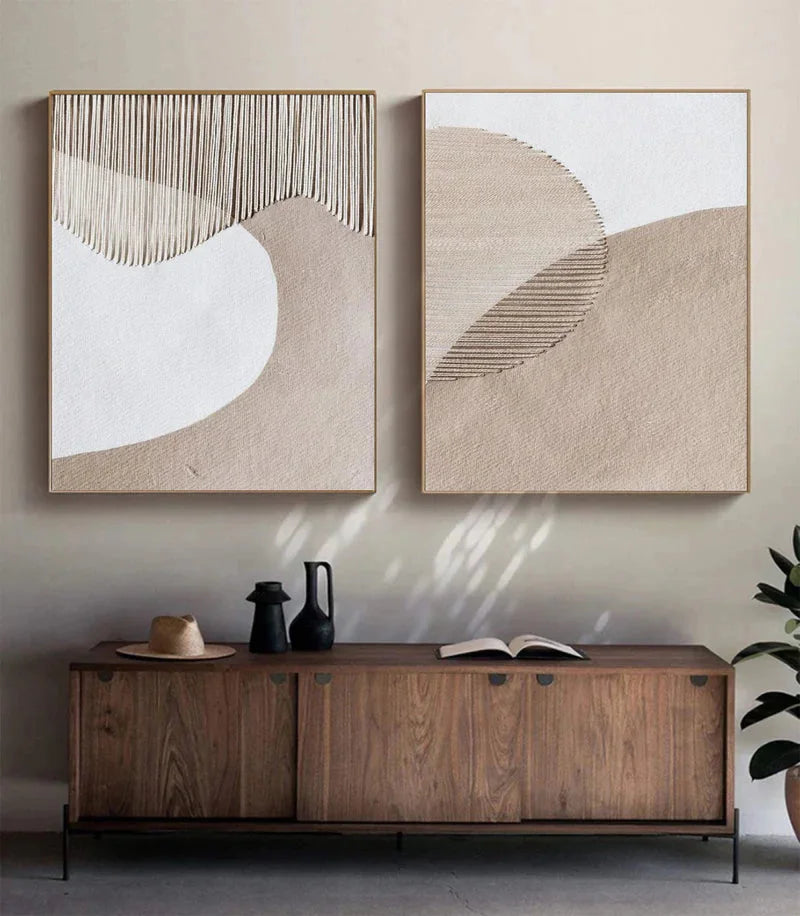 Multicolor Abstract Minimalist Dual Canvas Set With Textured Design Set Of 2 - Artwallpainting