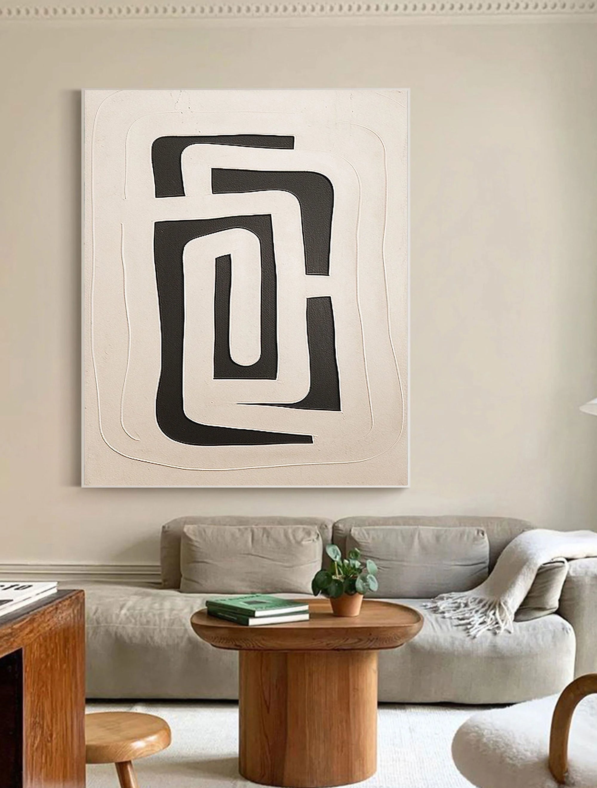 Multicolor Abstract Monochrome Maze Wall Art - Artwallpainting