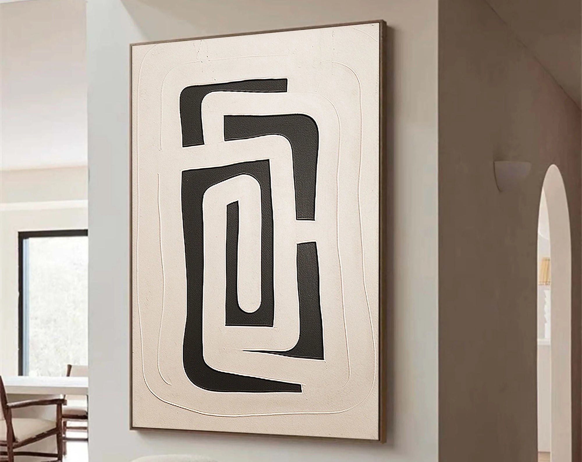 Multicolor Abstract Monochrome Maze Wall Art - Artwallpainting