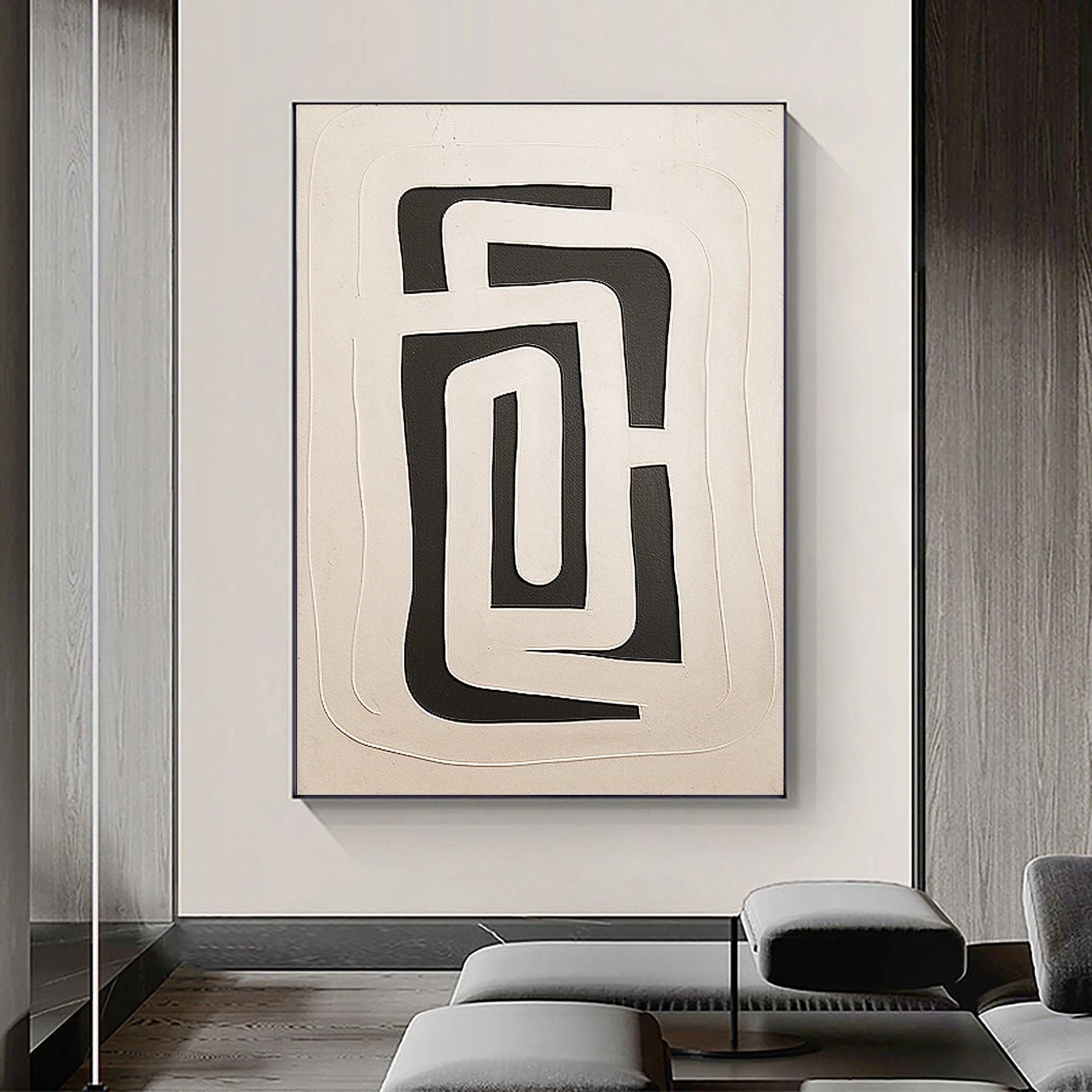 Multicolor Abstract Monochrome Maze Wall Art - Artwallpainting