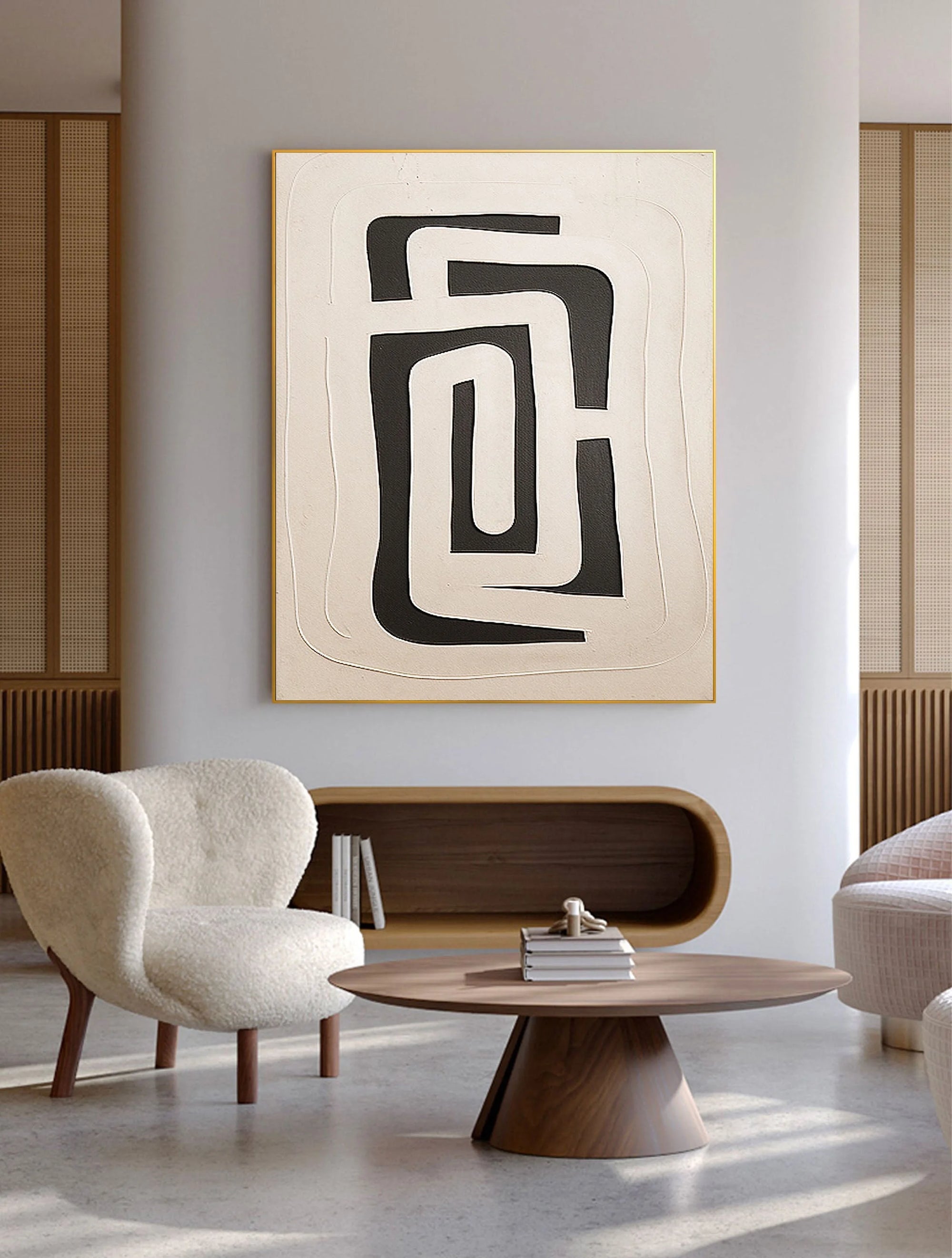 Multicolor Abstract Monochrome Maze Wall Art - Artwallpainting