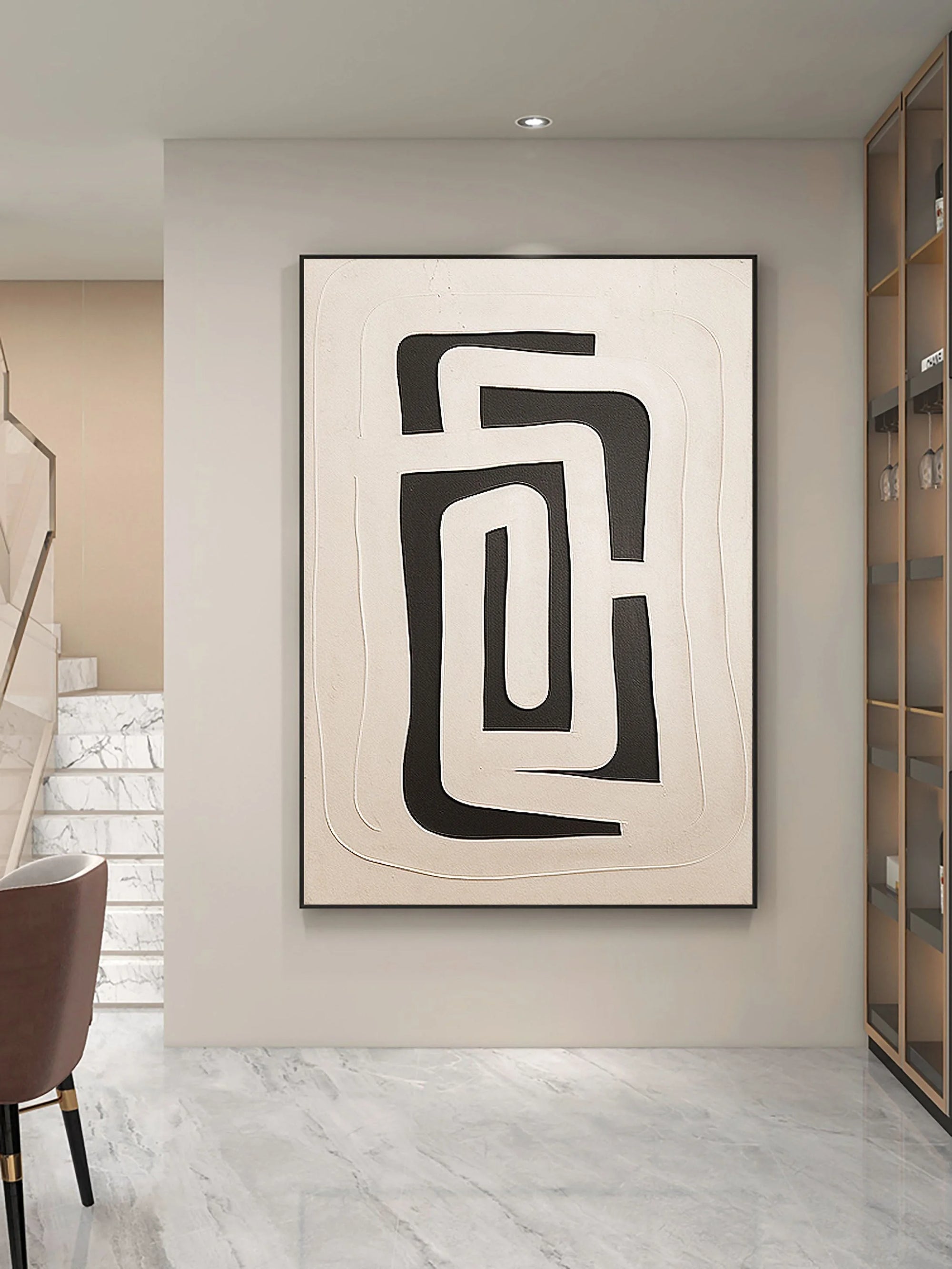 Multicolor Abstract Monochrome Maze Wall Art - Artwallpainting