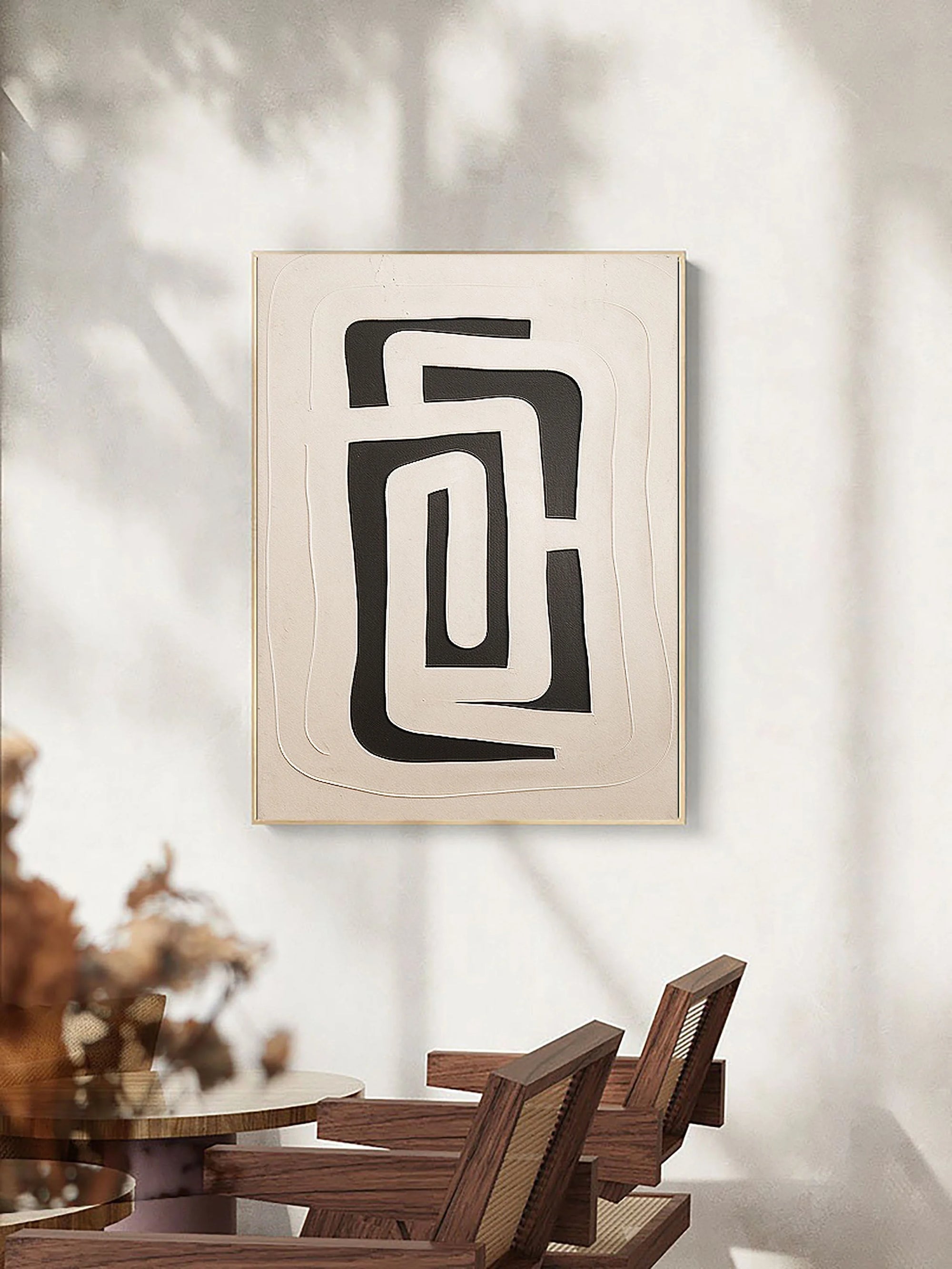 Multicolor Abstract Monochrome Maze Wall Art - Artwallpainting