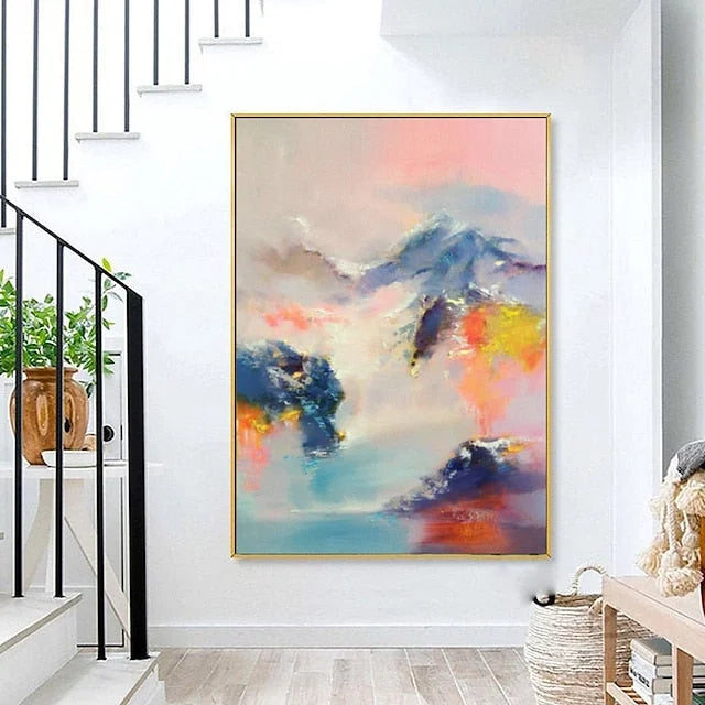 Multicolor Abstract Mountain Dream-Hand-Painted Abstract Landscape Dream-Like Oil Painting Wall Art - Artwallpainting