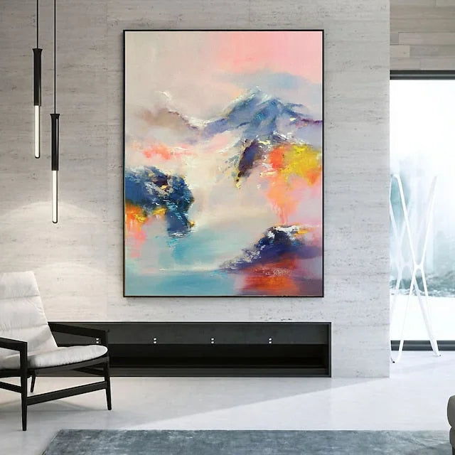 Multicolor Abstract Mountain Dream-Hand-Painted Abstract Landscape Dream-Like Oil Painting Wall Art - Artwallpainting