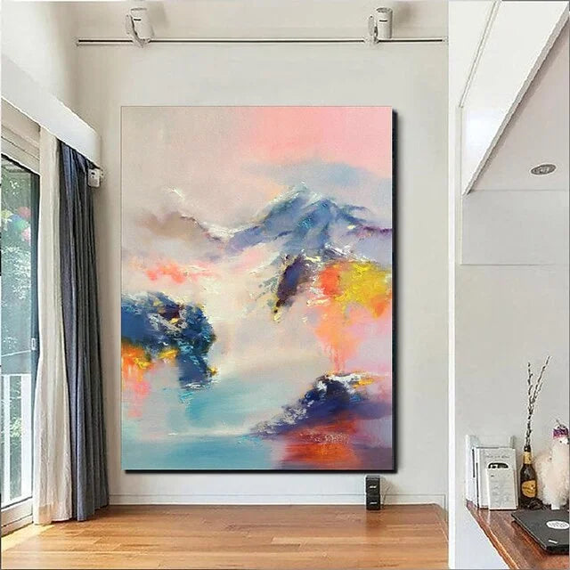 Multicolor Abstract Mountain Dream-Hand-Painted Abstract Landscape Dream-Like Oil Painting Wall Art - Artwallpainting