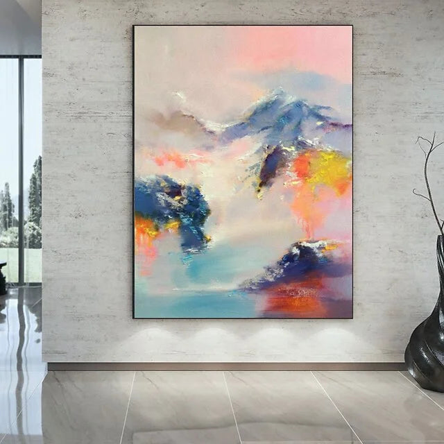 Multicolor Abstract Mountain Dream-Hand-Painted Abstract Landscape Dream-Like Oil Painting Wall Art - Artwallpainting