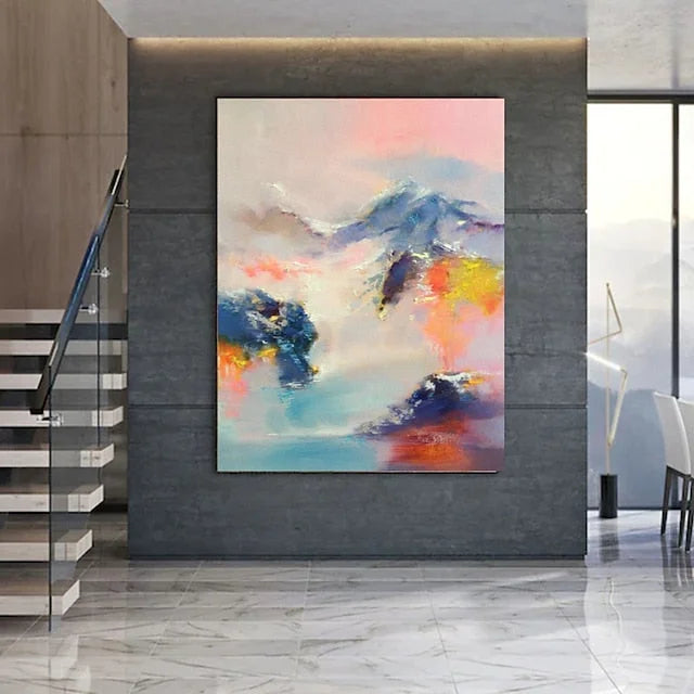 Multicolor Abstract Mountain Dream-Hand-Painted Abstract Landscape Dream-Like Oil Painting Wall Art - Artwallpainting