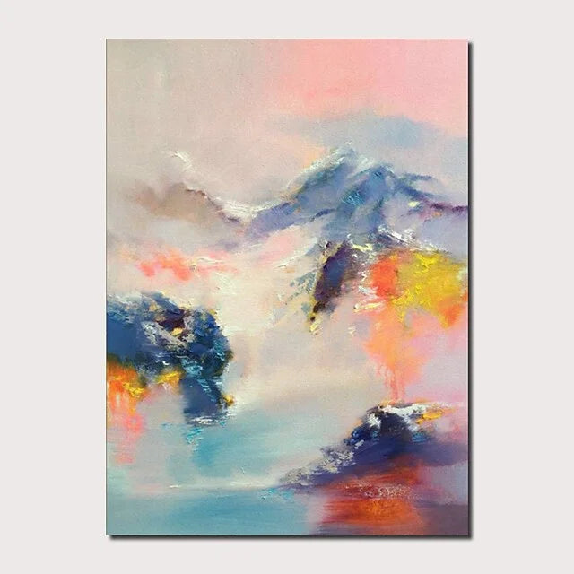 Multicolor Abstract Mountain Dream-Hand-Painted Abstract Landscape Dream-Like Oil Painting Wall Art - Artwallpainting