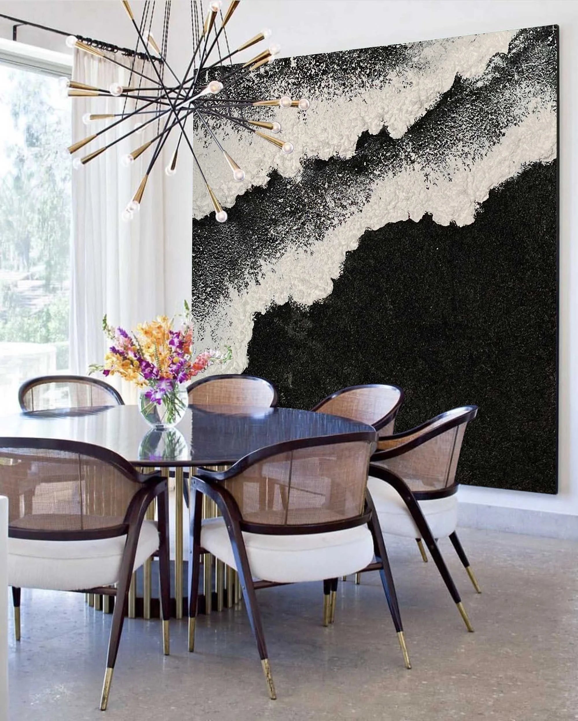 Multicolor Abstract Ocean Wave Textured Canvas Art - Artwallpainting