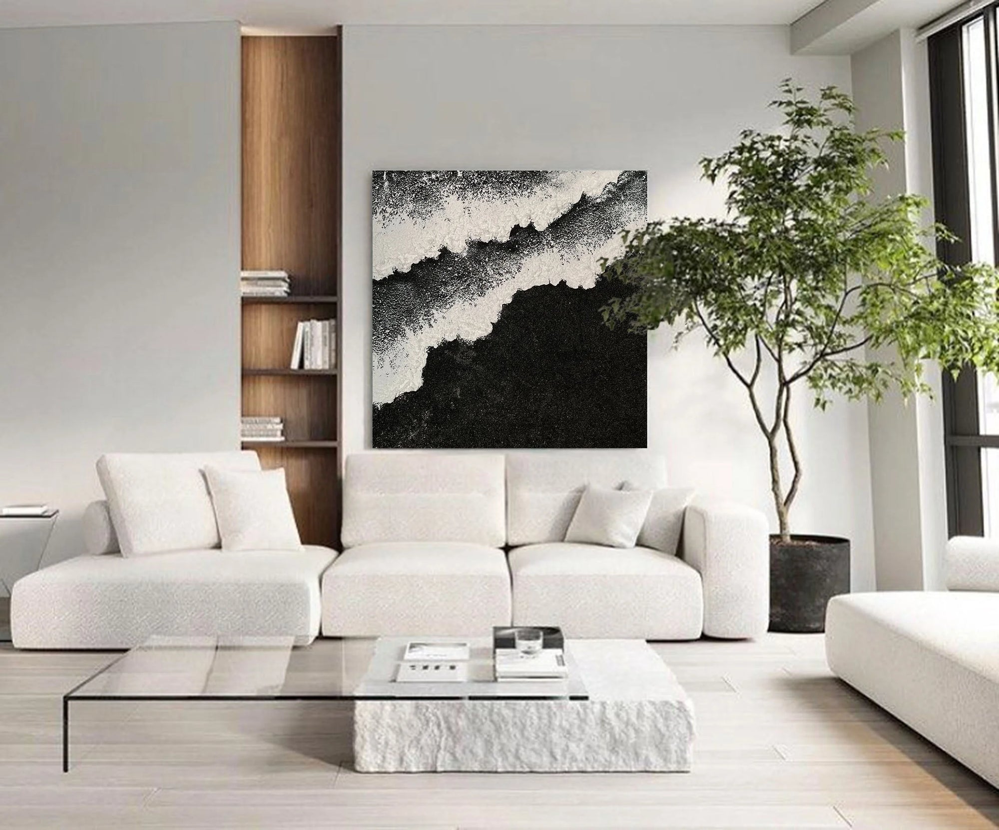 Multicolor Abstract Ocean Wave Textured Canvas Art - Artwallpainting
