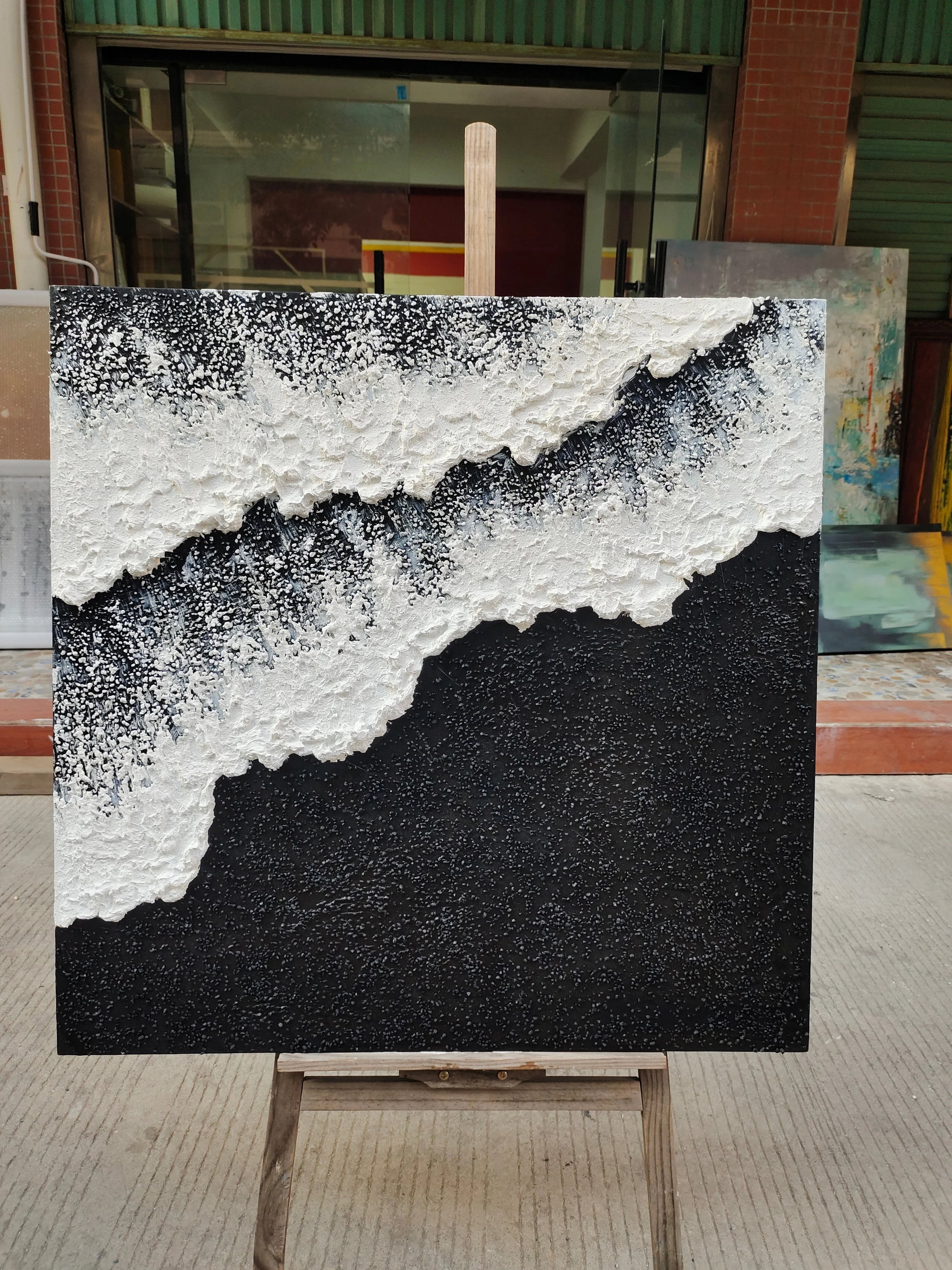 Multicolor Abstract Ocean Wave Textured Canvas Art - Artwallpainting