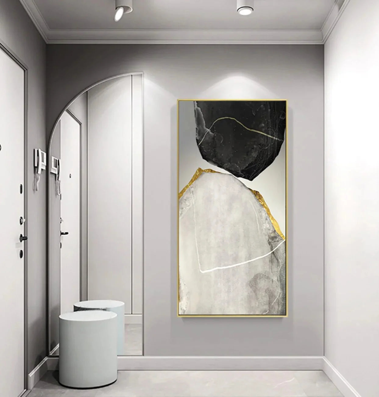Multicolor Abstract Stone Glam-Modern Minimalist Stone Collision Texture Wall Art - Artwallpainting