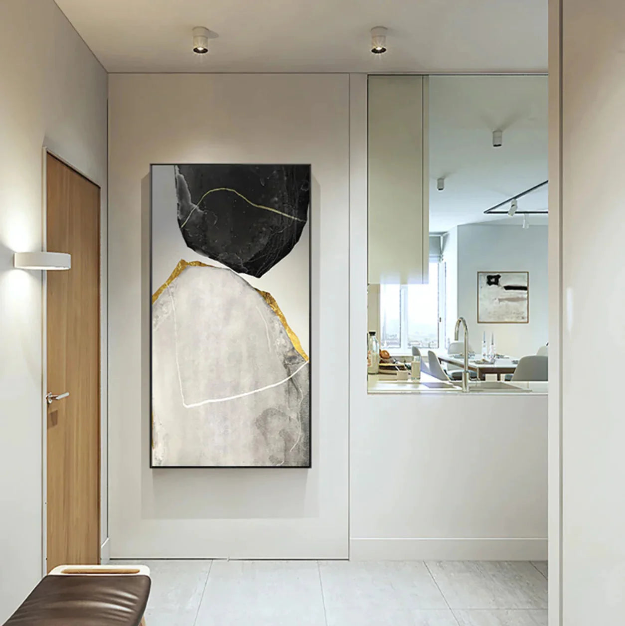 Multicolor Abstract Stone Glam-Modern Minimalist Stone Collision Texture Wall Art - Artwallpainting