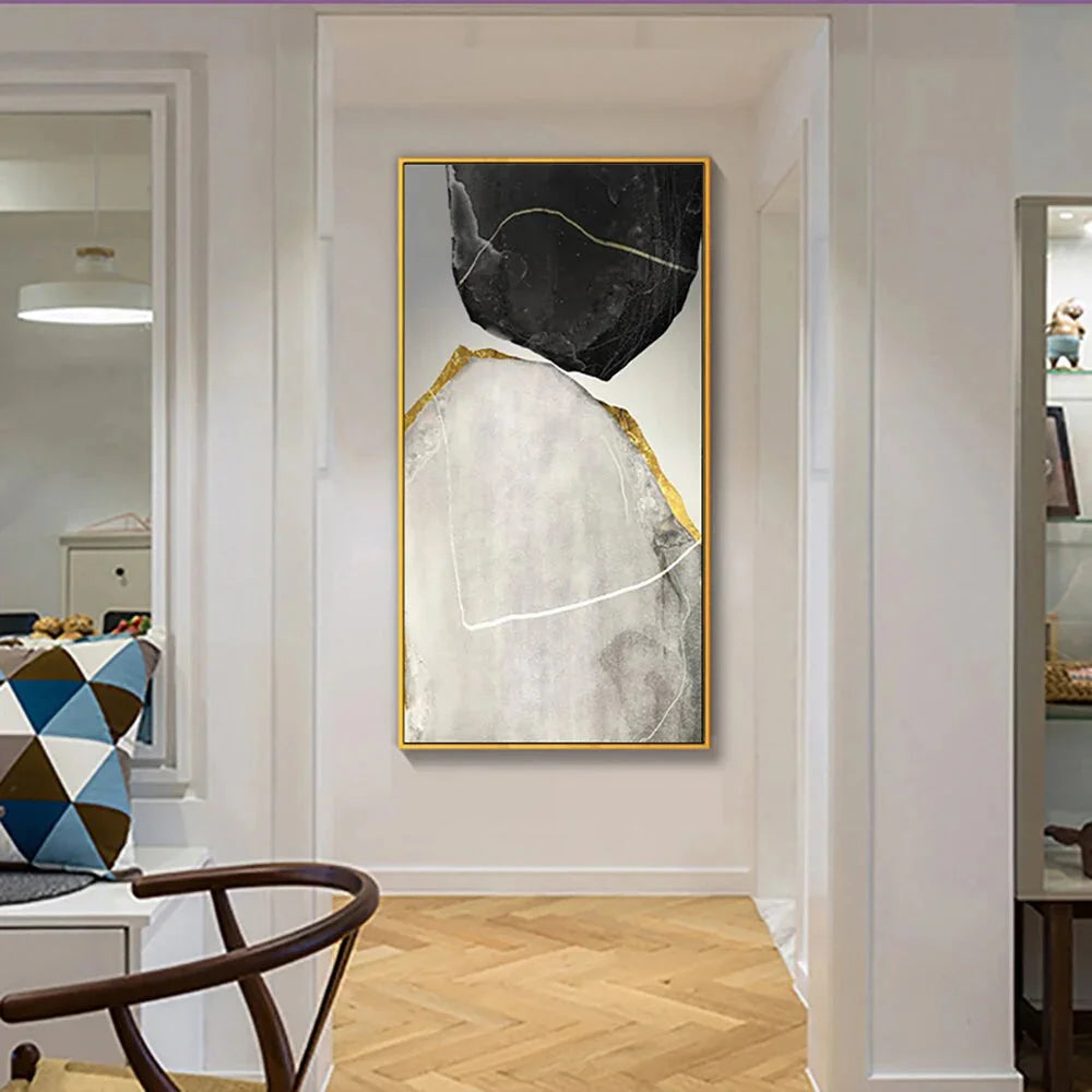 Multicolor Abstract Stone Glam-Modern Minimalist Stone Collision Texture Wall Art - Artwallpainting