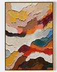 Multicolor Abstract Textured Layered Painting - Modern Wave Patterns On Canvas - Artwallpainting