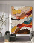 Multicolor Abstract Textured Layered Painting - Modern Wave Patterns On Canvas - Artwallpainting