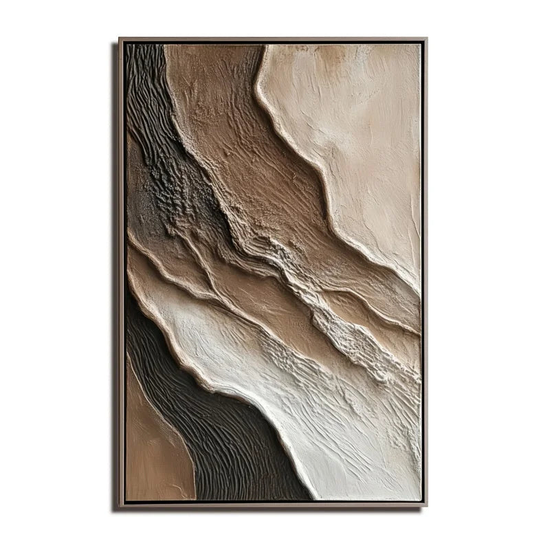 Multicolor Abstract Textured Wall Art - Earth Tones Flowing Layers Canvas Painting - Artwallpainting