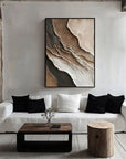 Multicolor Abstract Textured Wall Art - Earth Tones Flowing Layers Canvas Painting - Artwallpainting