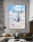 Multicolor Alpine Adventure Textured Ski Scene - Artwallpainting