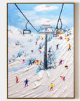 Multicolor Alpine Adventure Textured Ski Scene - Artwallpainting