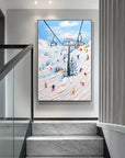 Multicolor Alpine Adventure Textured Ski Scene - Artwallpainting