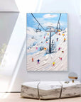 Multicolor Alpine Adventure Textured Ski Scene - Artwallpainting