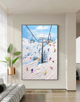 Multicolor Alpine Adventure Textured Ski Scene - Artwallpainting