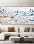 Multicolor Alpine Village Textured Ski Resort Scene - Artwallpainting