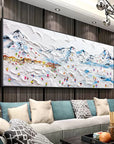 Multicolor Alpine Village Textured Ski Resort Scene - Artwallpainting