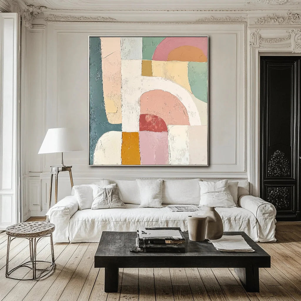 Multicolor Arches Of Serenity - Geometric Abstract Soft Color Block Texture Wall Art - Artwallpainting
