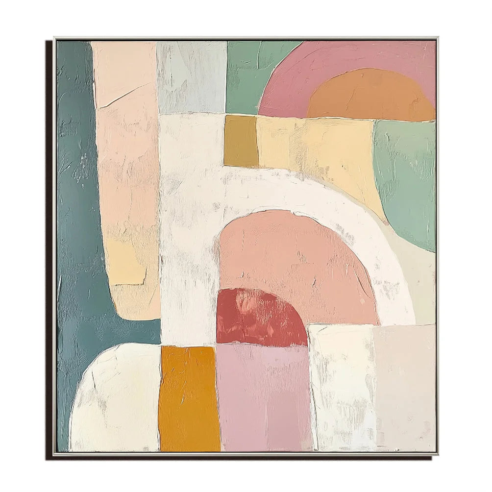 Multicolor Arches Of Serenity - Geometric Abstract Soft Color Block Texture Wall Art - Artwallpainting