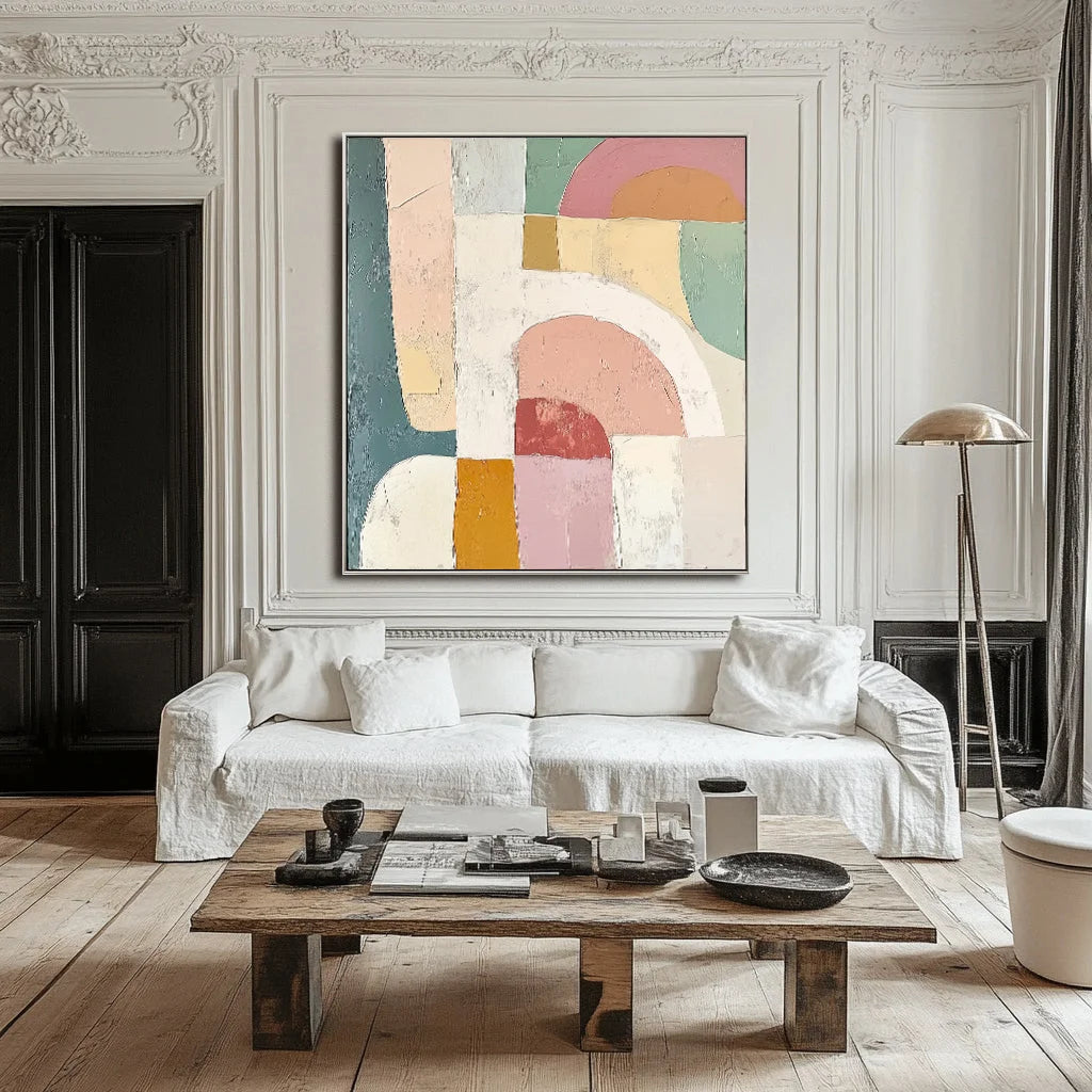 Multicolor Arches Of Serenity - Geometric Abstract Soft Color Block Texture Wall Art - Artwallpainting