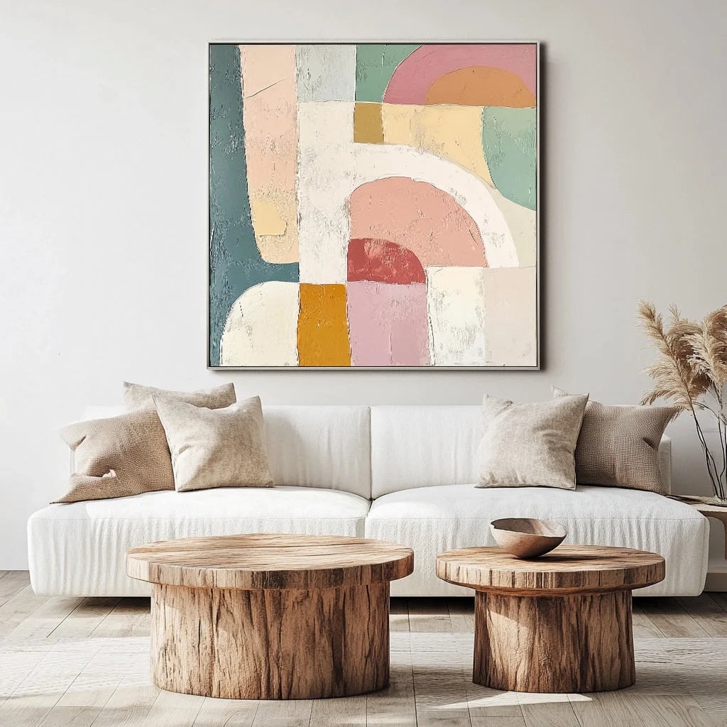 Multicolor Arches Of Serenity - Geometric Abstract Soft Color Block Texture Wall Art - Artwallpainting