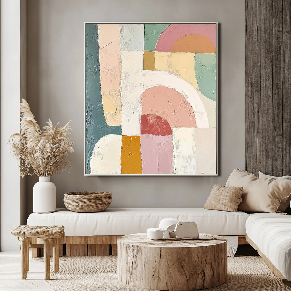 Multicolor Arches Of Serenity - Geometric Abstract Soft Color Block Texture Wall Art - Artwallpainting