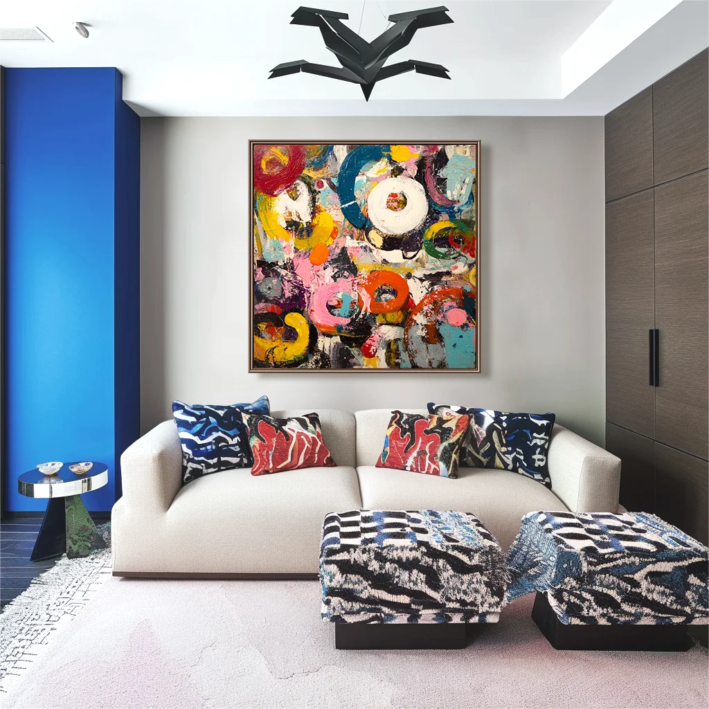 Multicolor Artextured Pop Carnival | Bold Abstract Circular Pop Art Painting - Artwallpainting