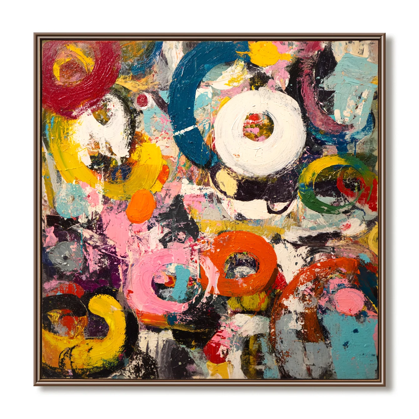 Multicolor Artextured Pop Carnival | Bold Abstract Circular Pop Art Painting - Artwallpainting