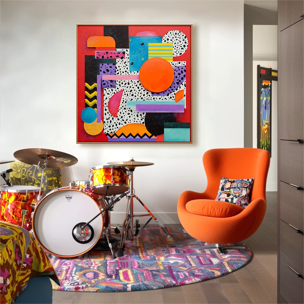 Multicolor Artextured Pop Dimension | Vibrant Retro Geometric Pop Art Canvas - Artwallpainting