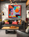Multicolor Artextured Pop Dimension | Vibrant Retro Geometric Pop Art Canvas - Artwallpainting