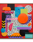 Multicolor Artextured Pop Dimension | Vibrant Retro Geometric Pop Art Canvas - Artwallpainting