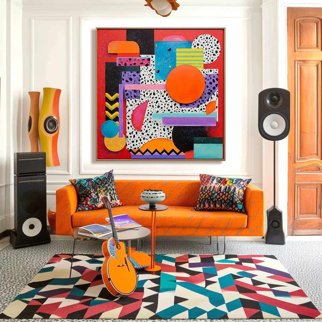 Multicolor Artextured Pop Dimension | Vibrant Retro Geometric Pop Art Canvas - Artwallpainting
